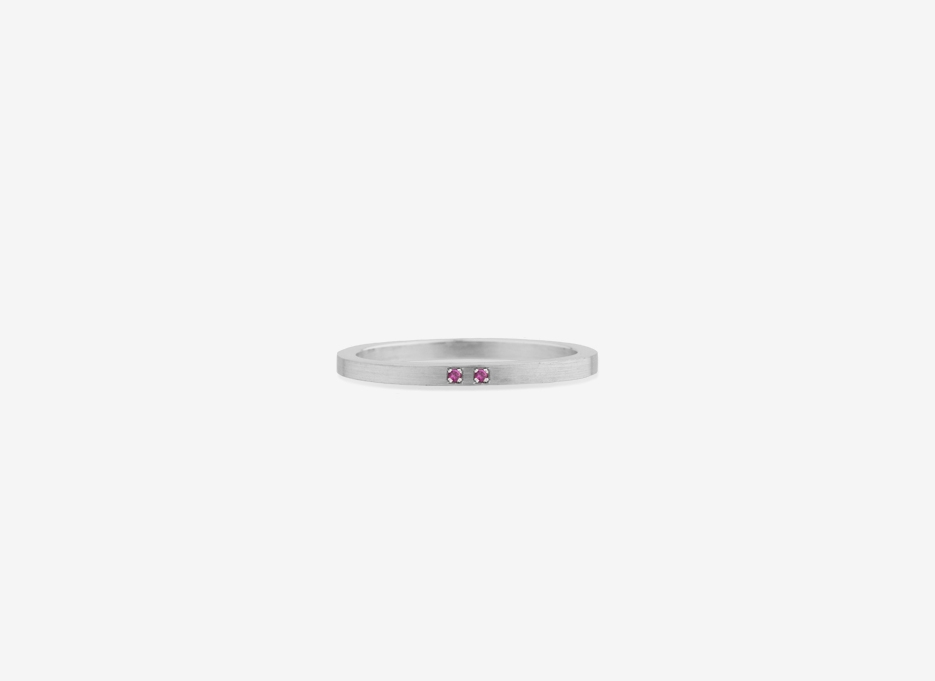 Slim Band Twin Gemstone in Sterling Silver, 1.5mm (Available in Gold)