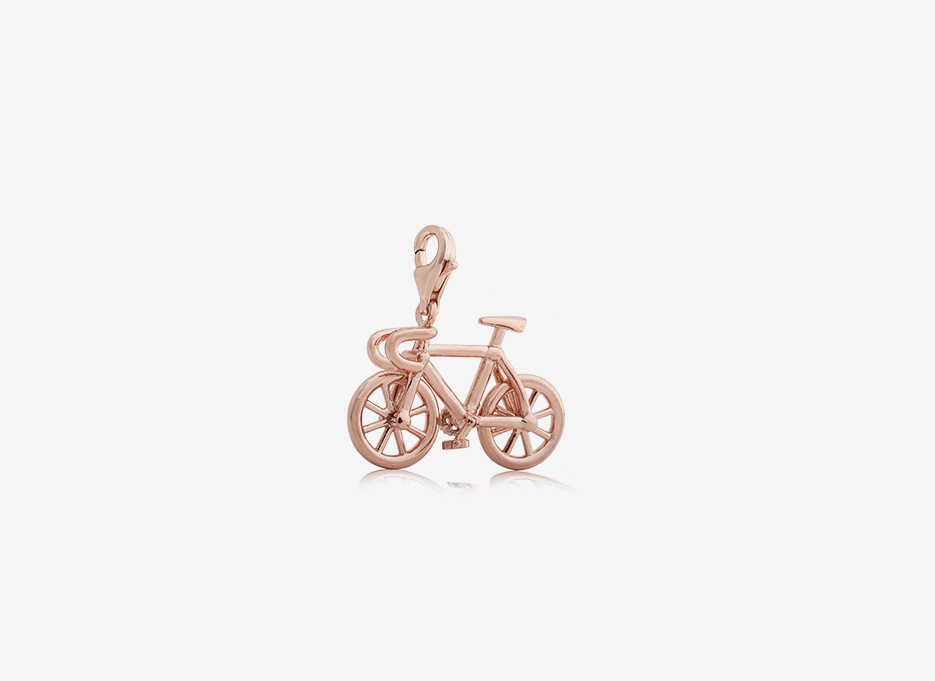 Bicycle Charm, 18ct Rose Gold Plated Sterling Silver