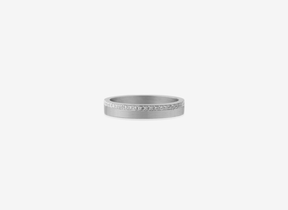 Diamond Line 4mm Band, Sterling Silver